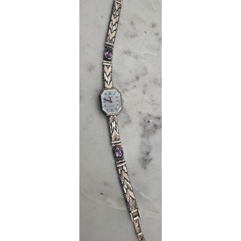 Sterling Silver Amethyst Geneve Ladies Watch 925 Milor Italy Working New Battery